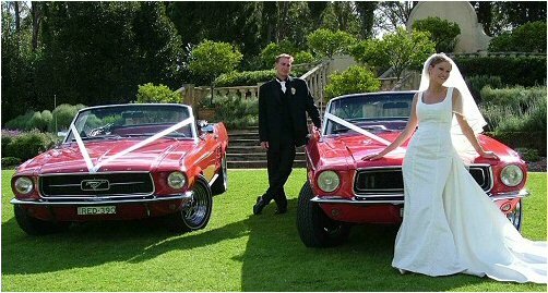bride groom 2 weddingcars Mustang Hire For Weddings Turning Your Big Day Into A Fairy Tale! 